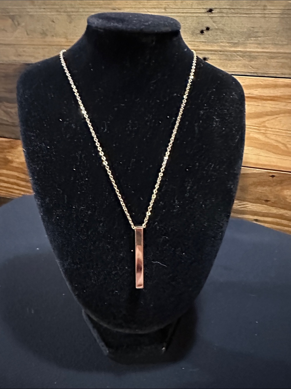Plunder Rose Gold Bar Pendant Necklace